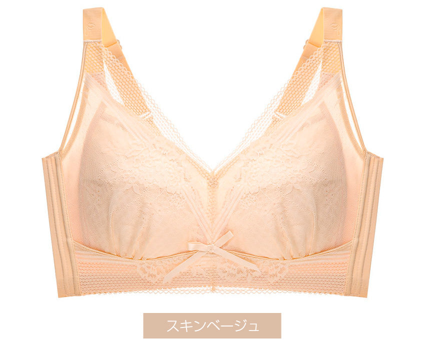 胸を小さく見せるブラ 薄くて涼しい ノンワイヤー 延長ホック付き
