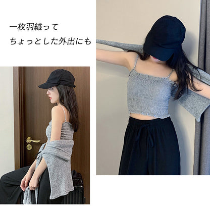 カップ付きキャミソール シャーリングタイプ ストラップレス