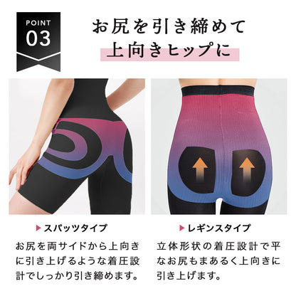 強着圧スパッツ・レギンス ハイウエスト ヒップアップ 分散加圧