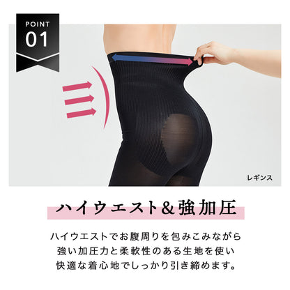 強着圧スパッツ・レギンス ハイウエスト ヒップアップ 分散加圧