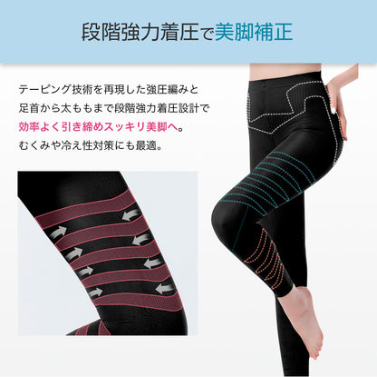 接触冷感レギンス 着圧 骨盤ケア 10分丈 ハイウエスト