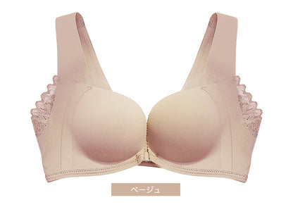 フロントホックブラジャー ノンワイヤー シームレス ボリュームアップ