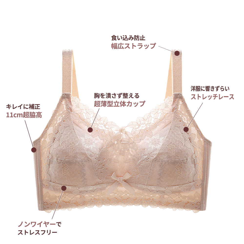 胸を小さく見せるブラ ノンワイヤー  セットショーツあり