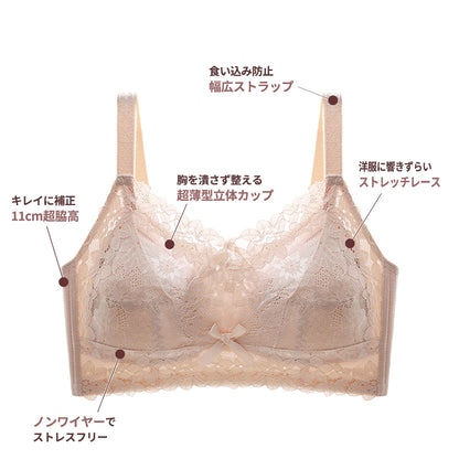 胸を小さく見せるブラ ノンワイヤー  セットショーツあり