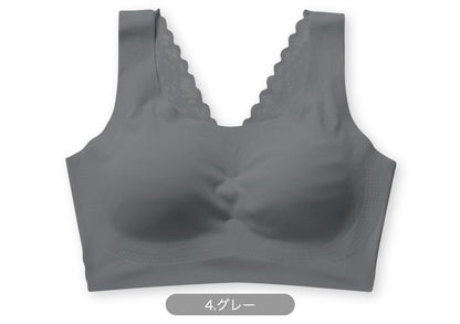 超やわらかシームレスブラ ナイトブラ スポーツブラ ノンワイヤー バックレース