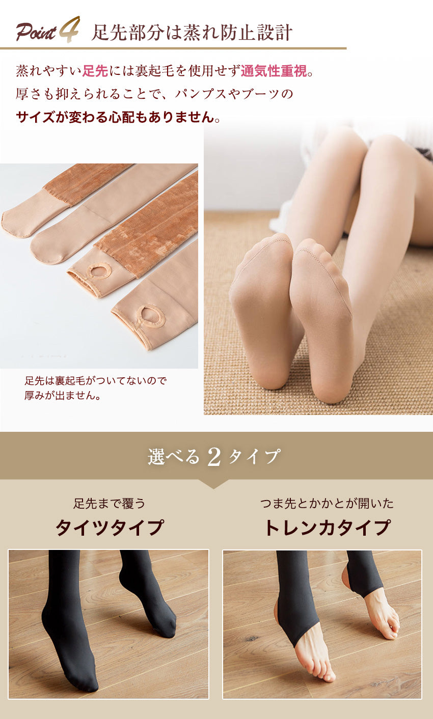 裏起毛タイツ 裏起毛トレンカ 裏起毛 着圧 タイツ トレンカ 1200デニール あったか 温かい 激暖 極暖 防寒 ベージュ  [mask]