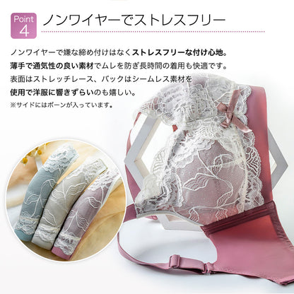 胸を小さく見せるブラ ノンワイヤー セットショーツあり