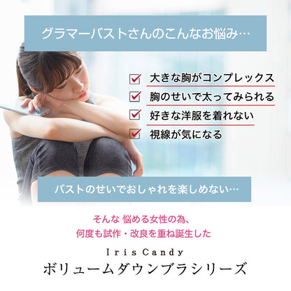 胸を小さく見せるブラ 薄くて涼しい ノンワイヤー 延長ホック付き